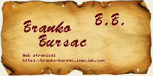 Branko Bursać vizit kartica
